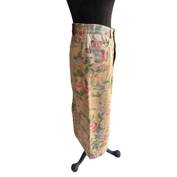 Polo Ralph Lauren Vintage Floral Cotton Midi Skirt Cottagecore Academia - Picture 2 of 4